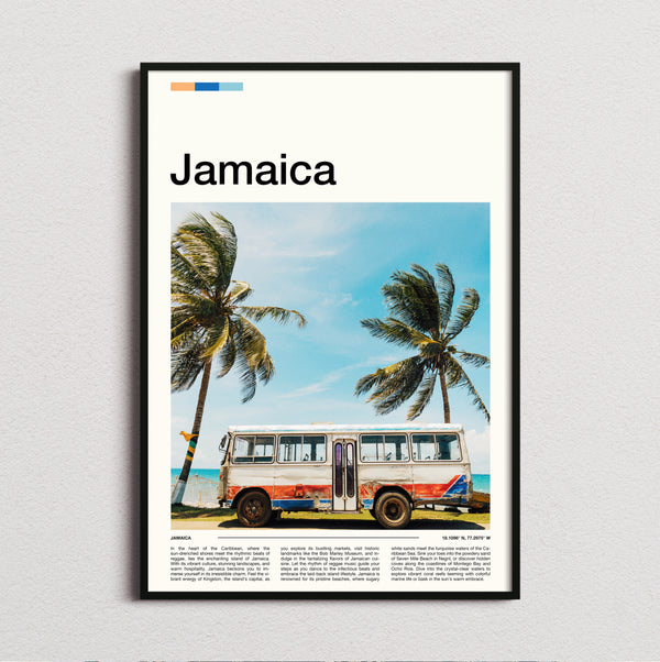 Jamaica - Old Bus Under Palms - Travel Print