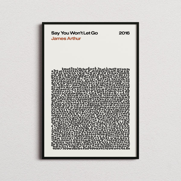 James Arthur Say You Won't Let Go Lyric Print