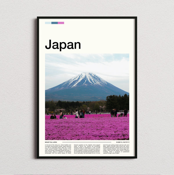 Japan - Mount Fuji And Pink Flowers - Travel Print
