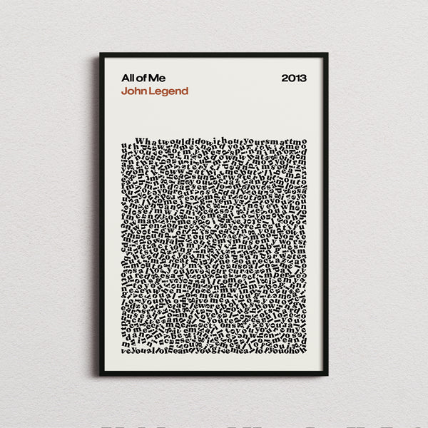 John Legend All of Me Lyric Print