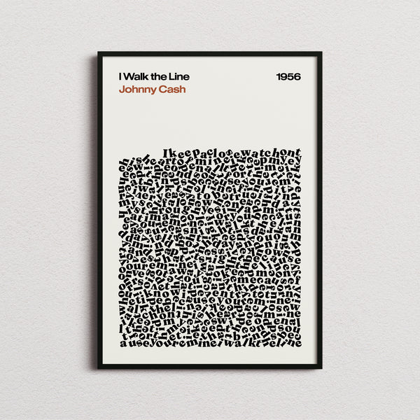 Johnny Cash I Walk the Line Lyric Print