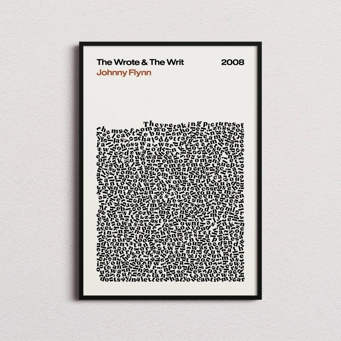 Johnny Flynn The Wrote & The Writ Lyric Print in the cream colourway, framed
