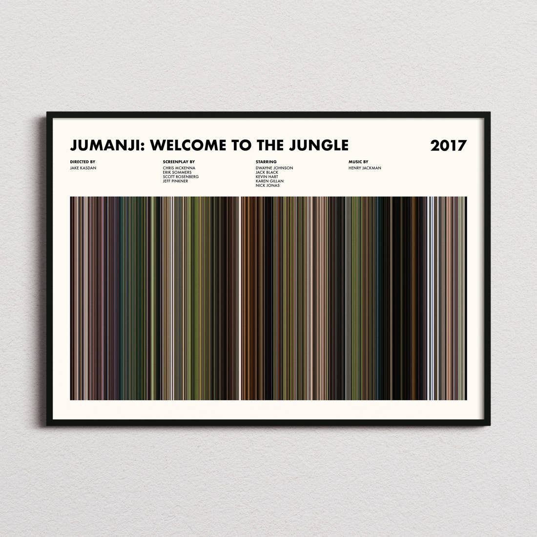Jumanji: Welcome to the Jungle Movie Barcode Poster