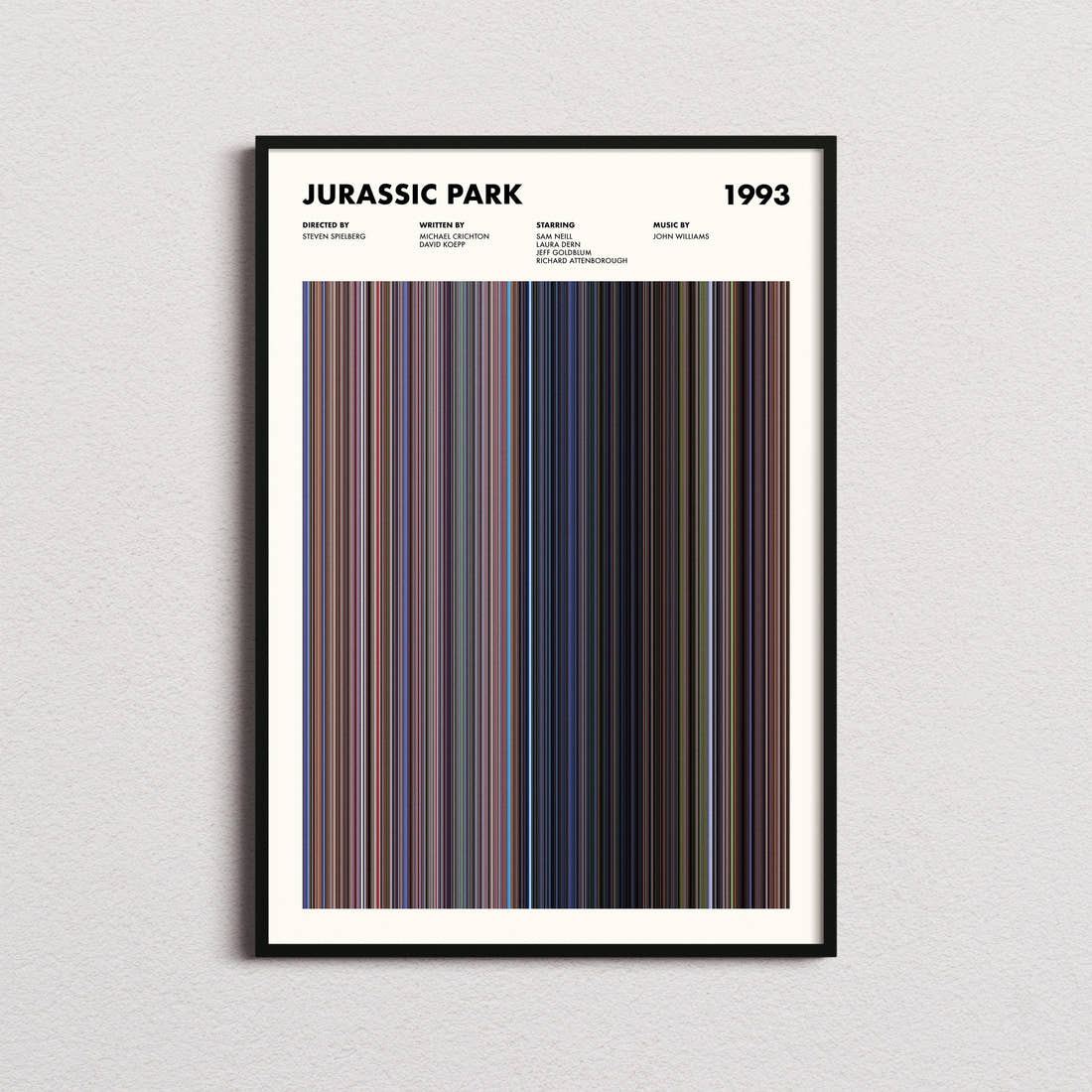 Jurassic Park movie barcode print — vertical