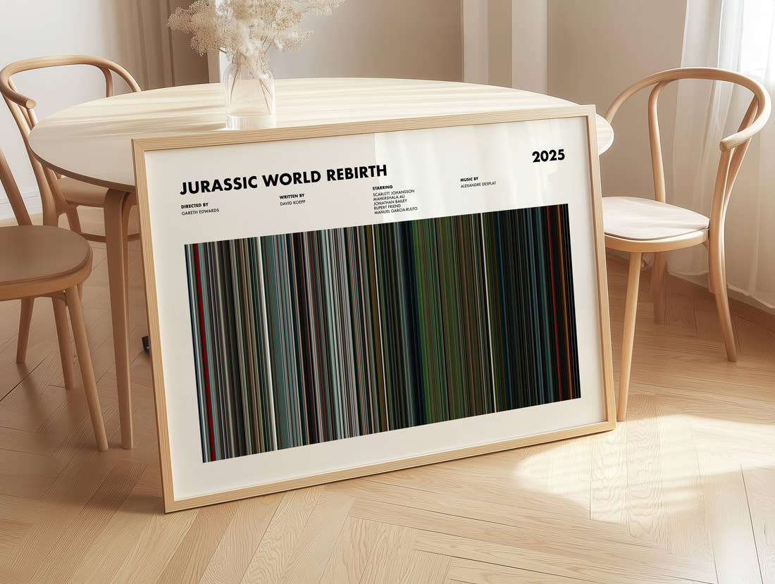 Jurassic World Rebirth Movie Barcode Poster
