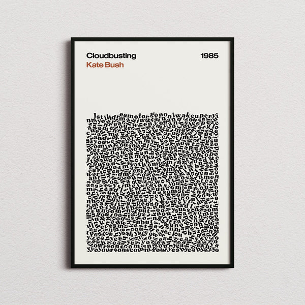 Kate Bush Cloudbusting Lyric Print in the cream colourway, framed