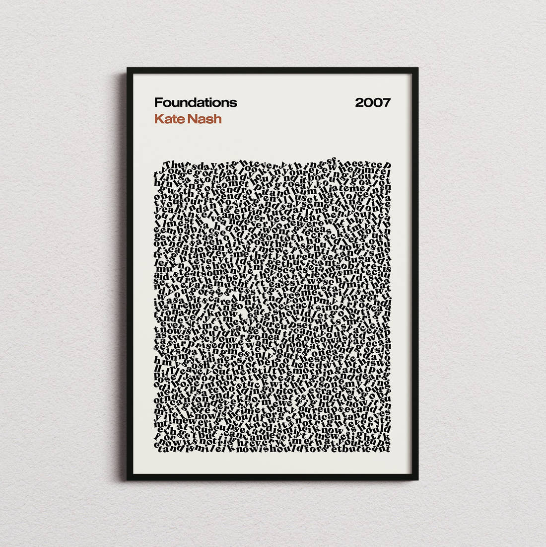 Kate Nash Foundations Lyric Print in the cream colourway, framed