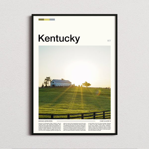 Kentucky - Barn On A Hill - Travel Print