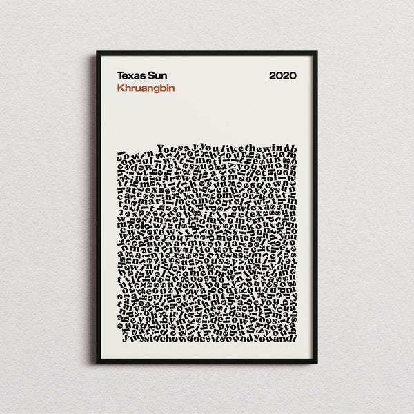 Khruangbin Texas Sun Lyric Print in the cream colourway, framed