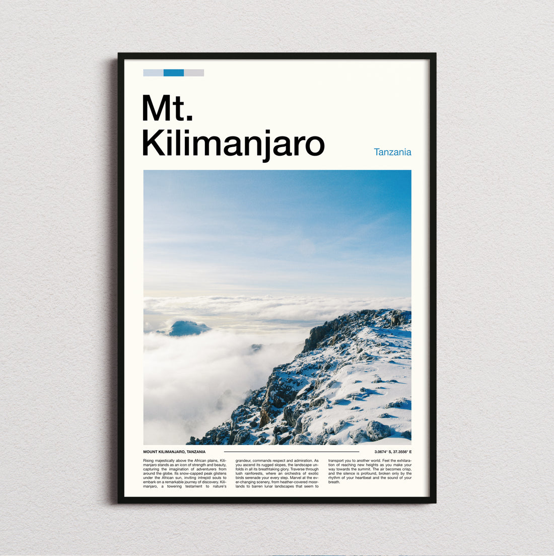 Kilimanjaro - Snowy Peak Above Clouds - Travel Print