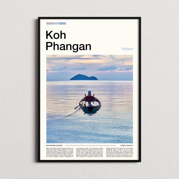 Koh Phangan - Boat On Calm Sea - Travel Print