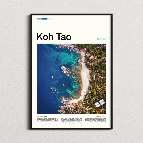 Koh Tao - Aerial View Of Beach - Travel Print