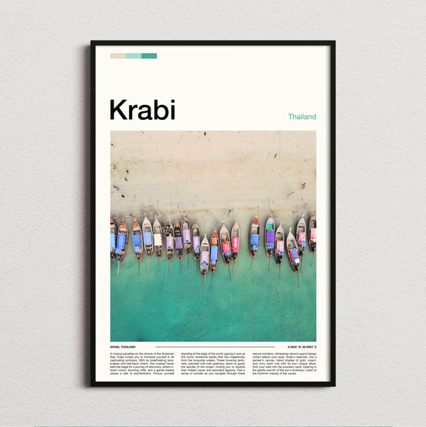 Krabi - Longtail Boats From Above - Travel Print