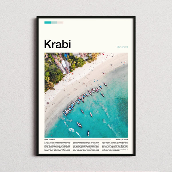 Krabi - Longtail Boats On Beach - Travel Print