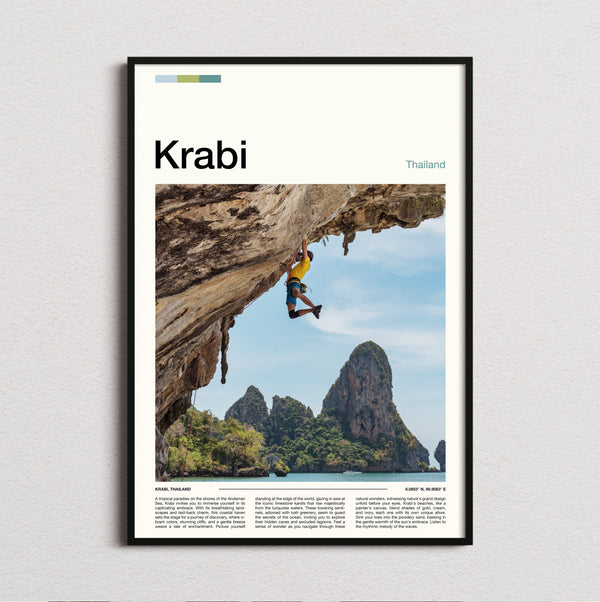 Krabi - Rock Climber On Cliff - Travel Print