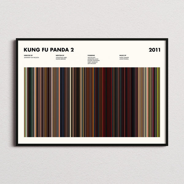 Kung Fu Panda 2 Movie Barcode Poster framed and photographed straight on