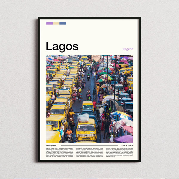 Lagos - Yellow Buses In Traffic - Travel Print