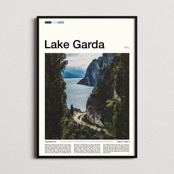 Lake Garda Cliffside Lake Path Travel Print framed and photographed straight on