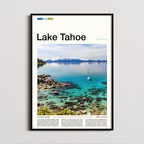 Lake Tahoe - Sailing Boat On Lake - Travel Print