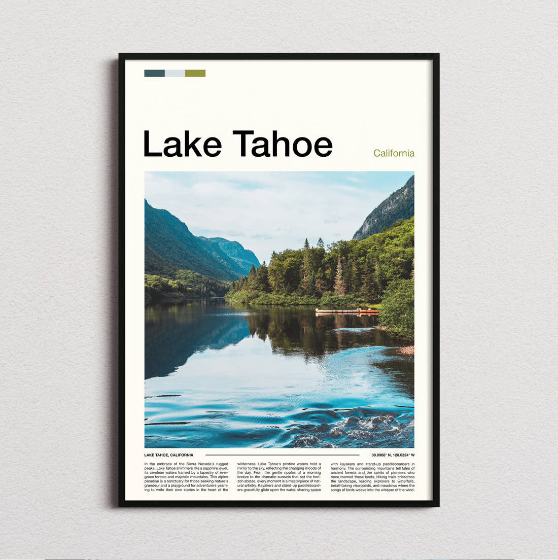 Lake Tahoe Pines Beside The Lake Travel Print framed and photographed straight on