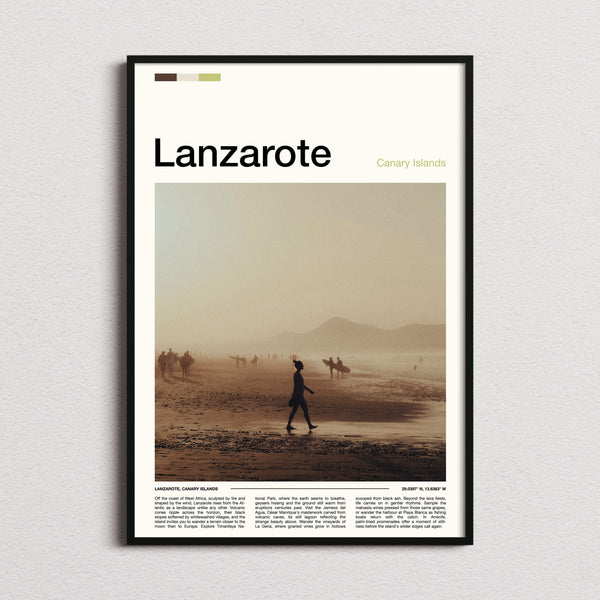 Lanzarote Hazy Coastal Walk Travel Print framed and photographed straight on