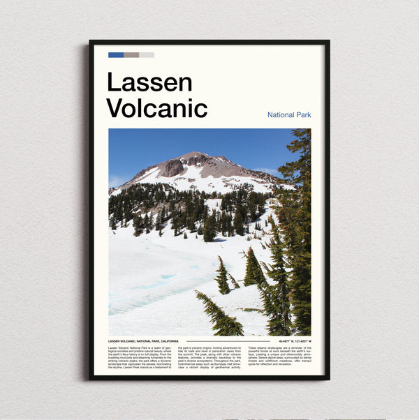Lassen Volcanic - Snowy Peak And Pines - Travel Print