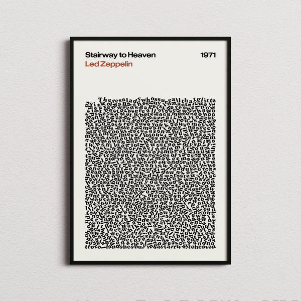 Led Zeppelin Stairway to Heaven Lyric Print in the cream colourway, framed