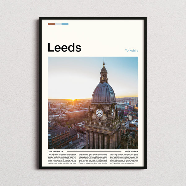 Leeds Clock Tower At Sunset Travel Print framed and photographed straight on