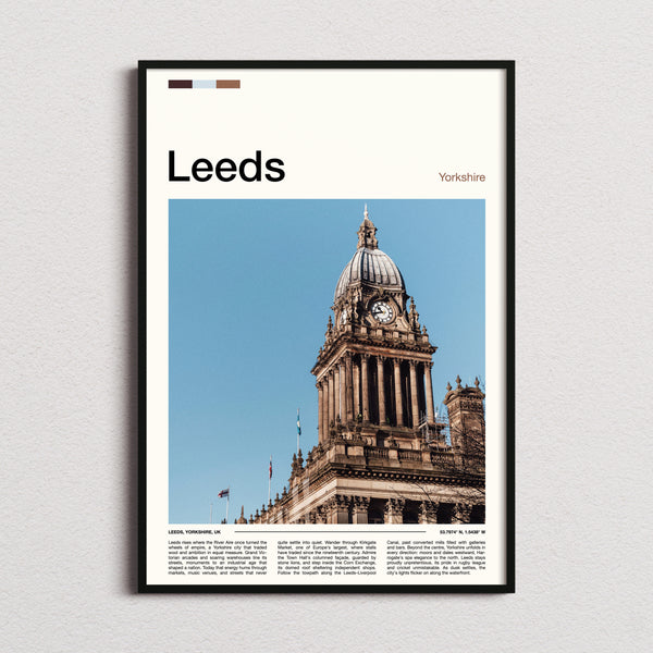Leeds Clock Tower Dome Travel Print framed and photographed straight on