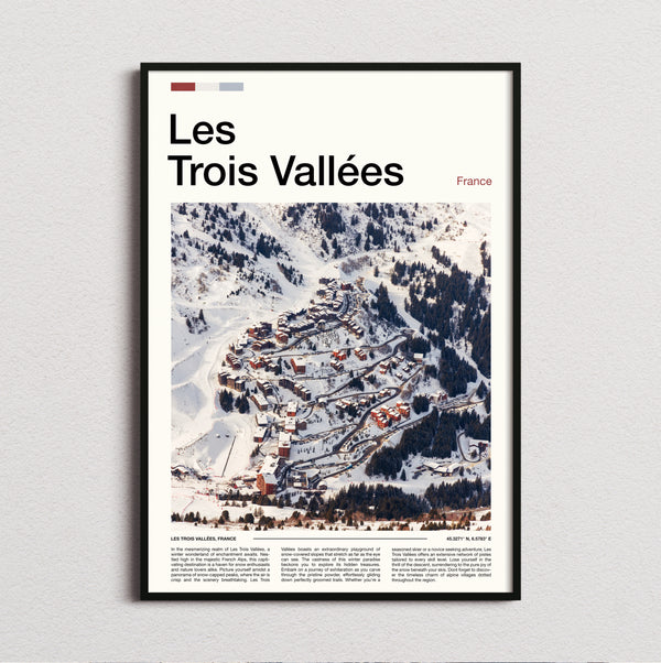 Les Trois Vallees - Snowy Ski Village - Travel Print
