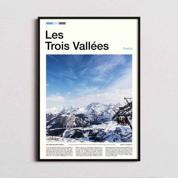 Les Trois Vallees - Ski Lift Over Snow - Travel Print