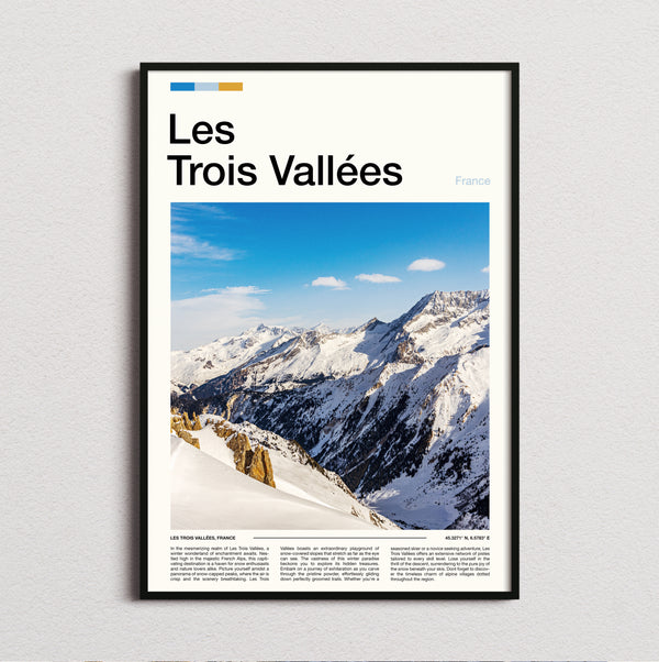 Les Trois Vallees - Snowy Mountain Peaks - Travel Print