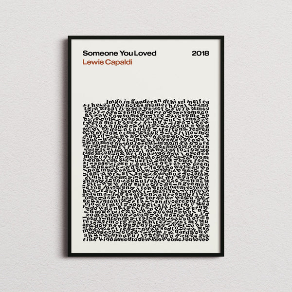 Lewis Capaldi Someone You Loved Lyric Print in the cream colourway, framed