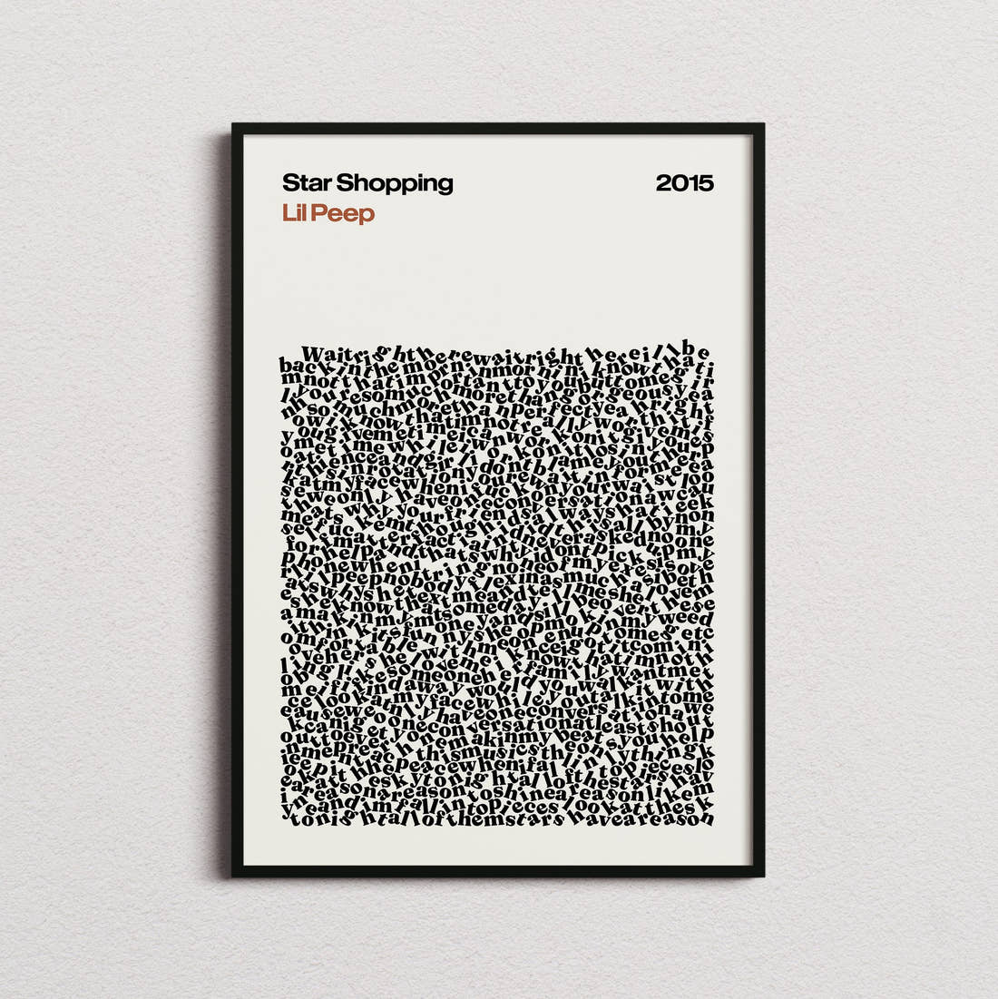 Lil Peep Star Shopping Lyric Print in the cream colourway, framed