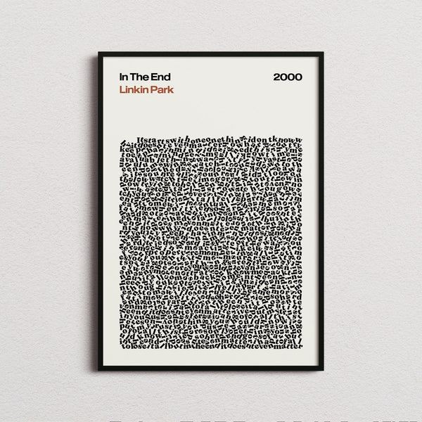 Linkin Park In the End Lyric Print in the cream colourway, framed