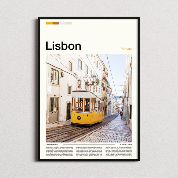 Lisbon - Yellow Tram On A Narrow Street - Travel Print
