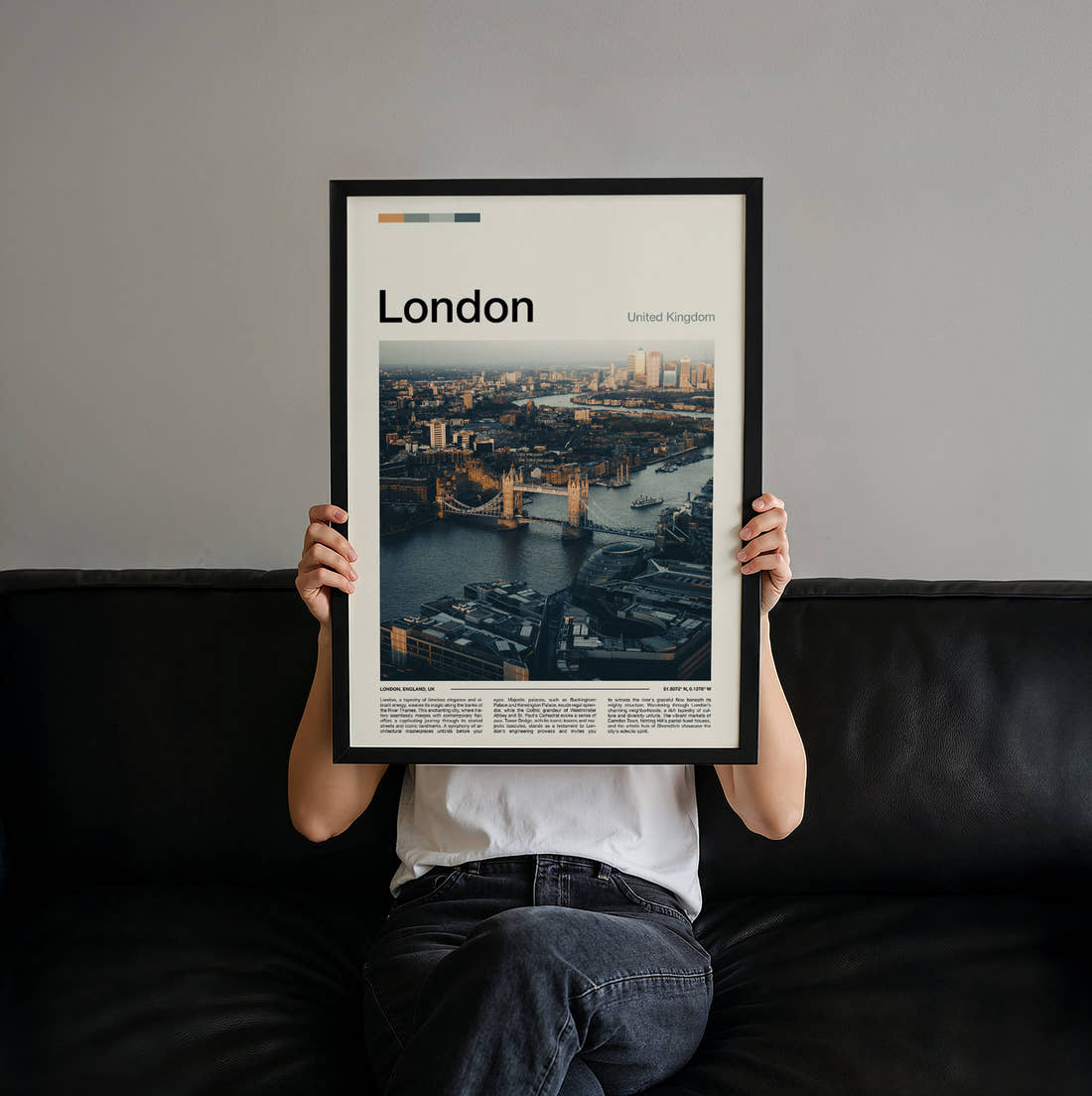 London Tower Bridge Travel Print held up by hand to show the size of the print