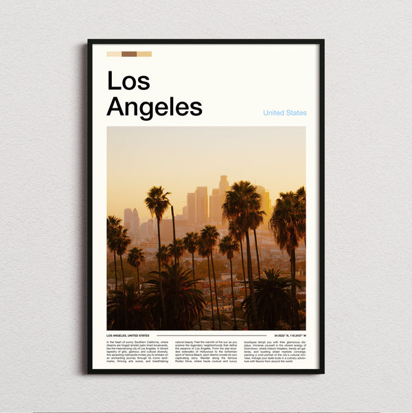 Los Angeles - Skyline Behind Palm Trees - Travel Print