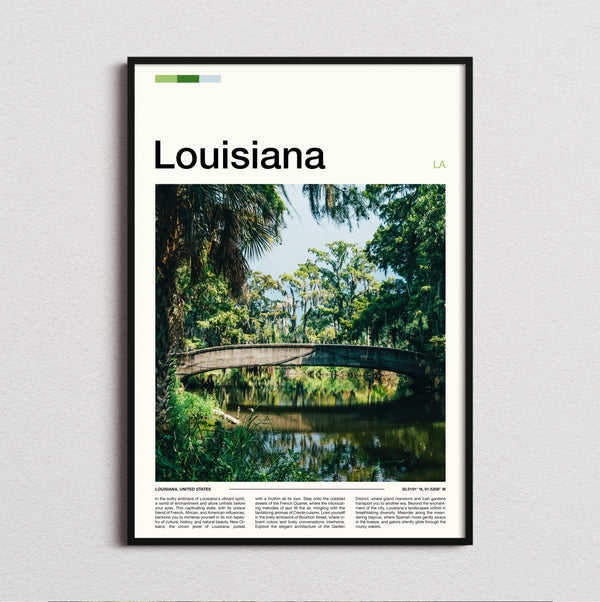 Louisiana - Footbridge Over Bayou - Travel Print