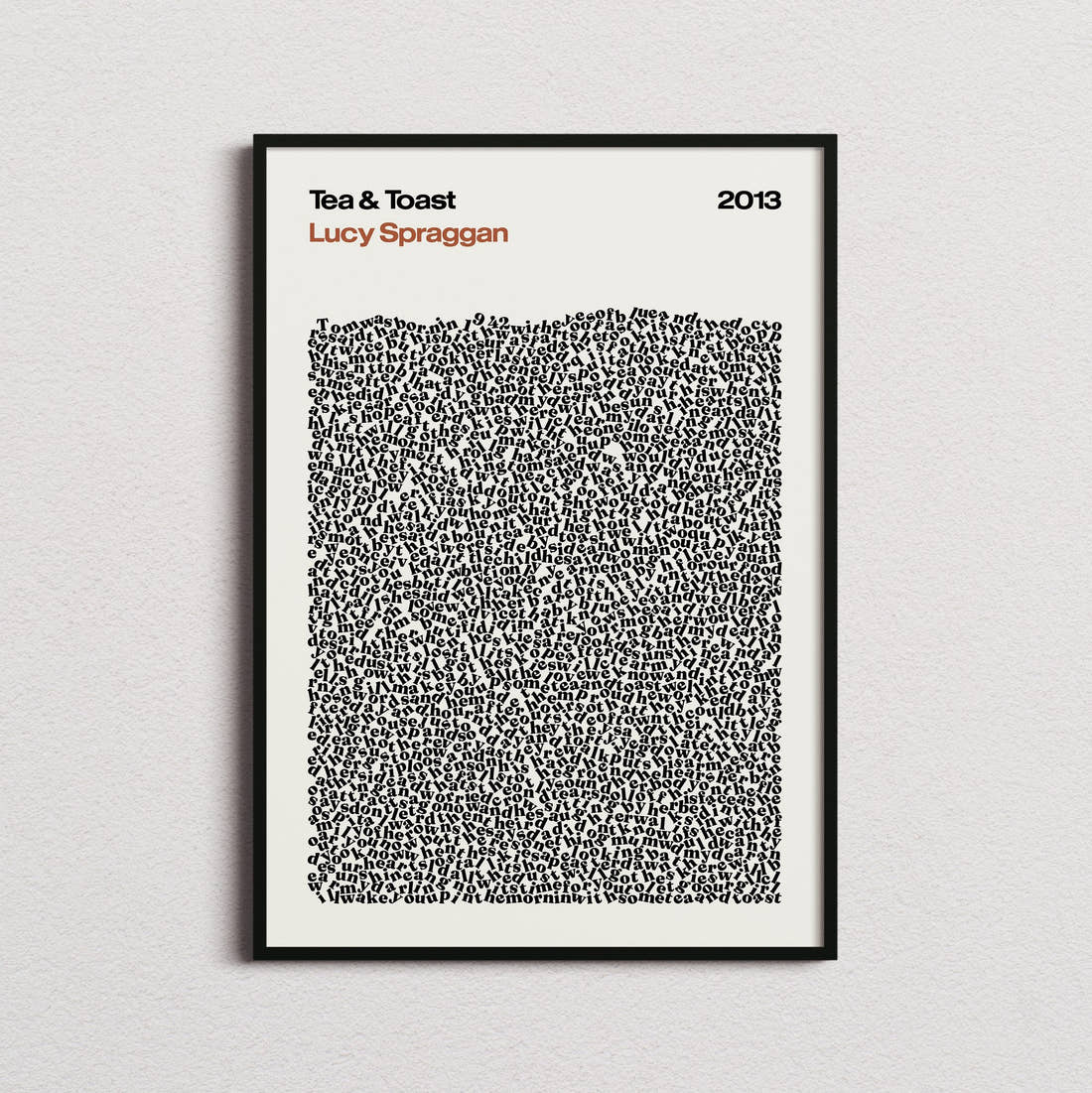 Lucy Spraggan Tea & Toast Lyric Print in the cream colourway, framed