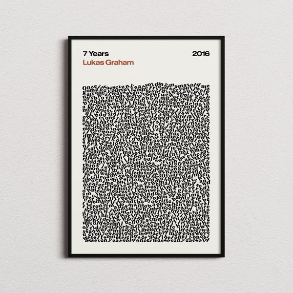 Lukas Graham 7 Years Lyric Print in the cream colourway, framed