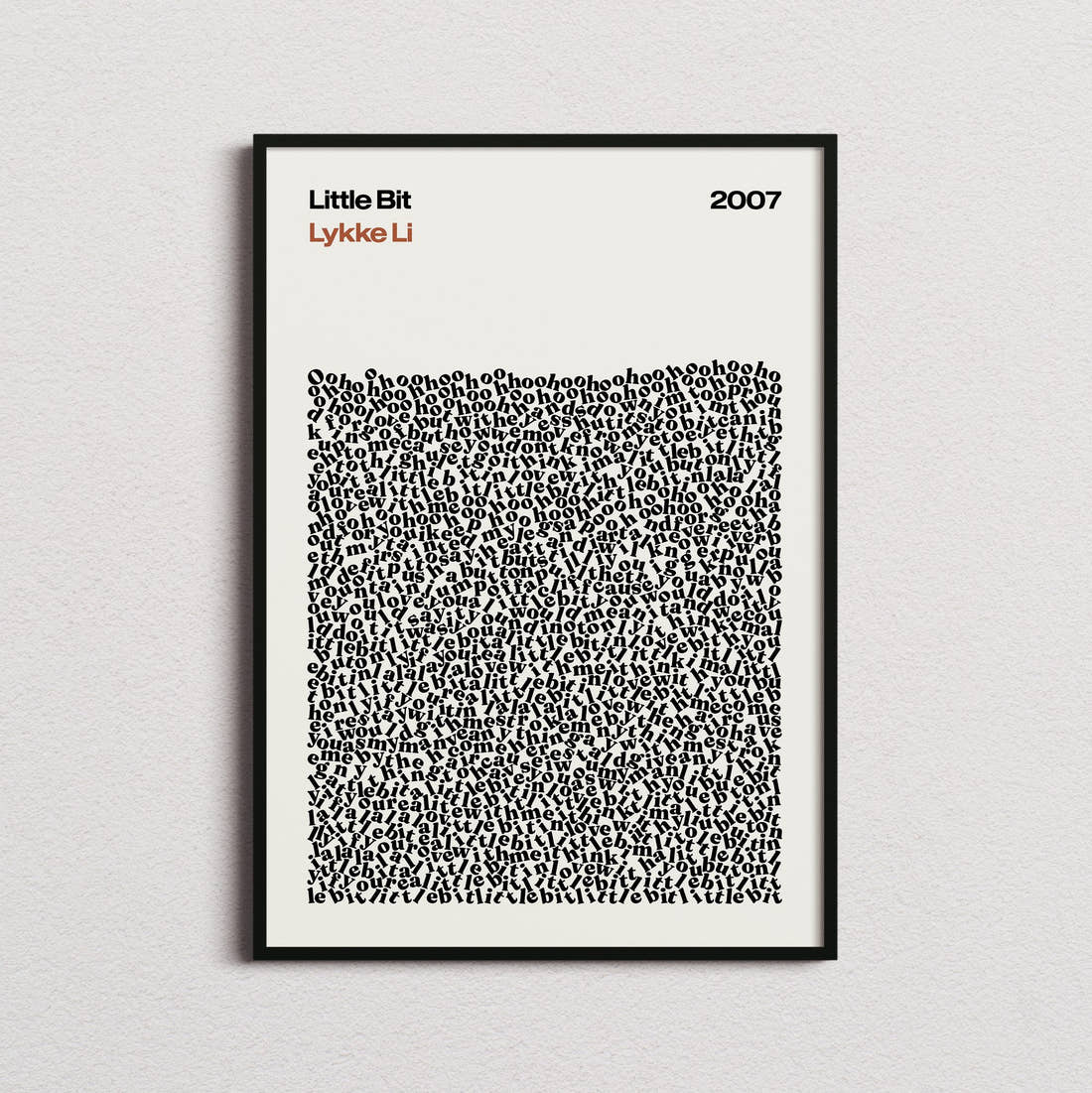 Lykke Li Little Bit Lyric Print in the cream colourway, framed