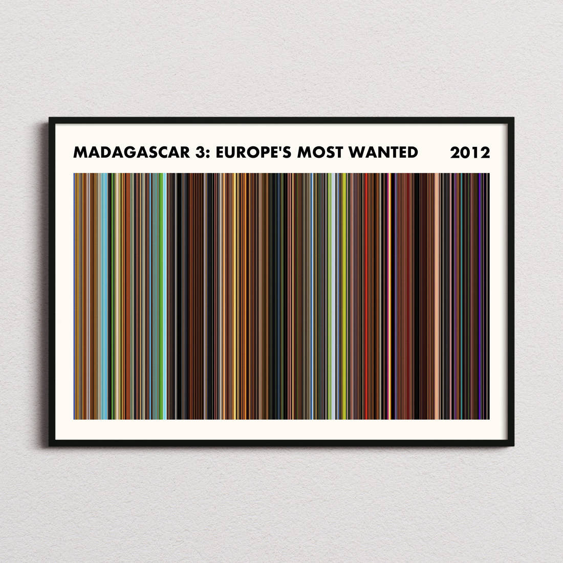 Madagascar 3: Europe's Most Wanted Movie Barcode Poster - Simplified