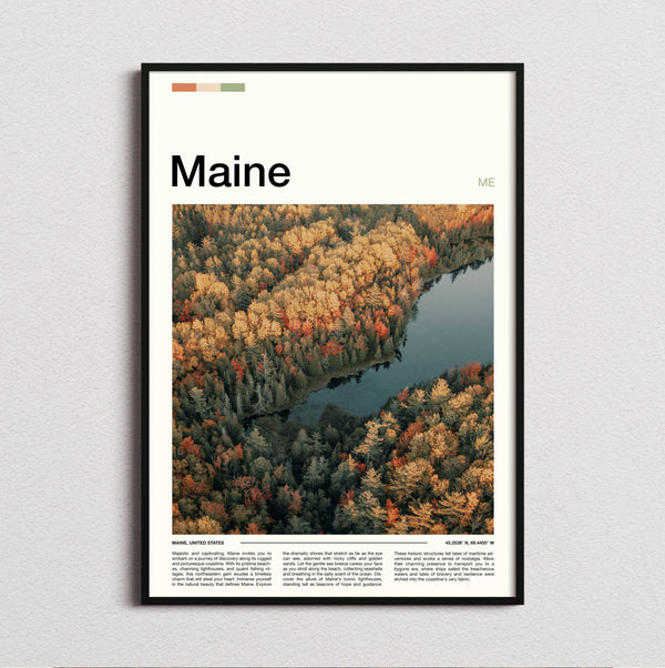 Maine - Autumn Forest From Above - Travel Print