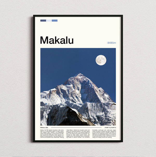 Makalu - Moon Over Snowy Peak - Travel Print