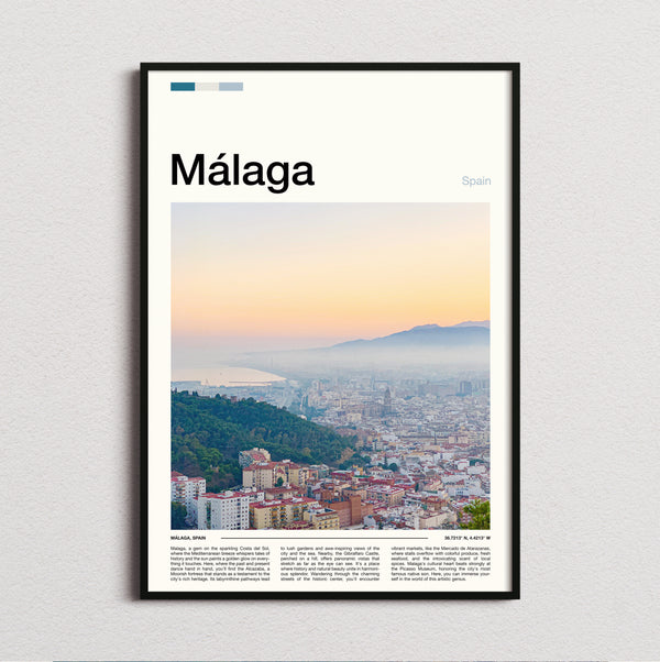 Malaga - Hazy City View - Travel Print