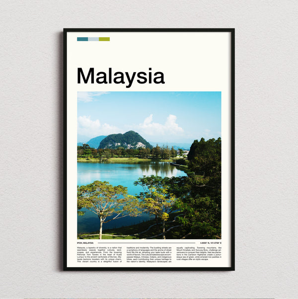 Malaysia - Lake And Limestone Hill - Travel Print