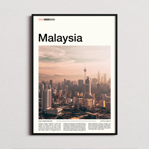 Malaysia - Hazy City Skyline - Travel Print