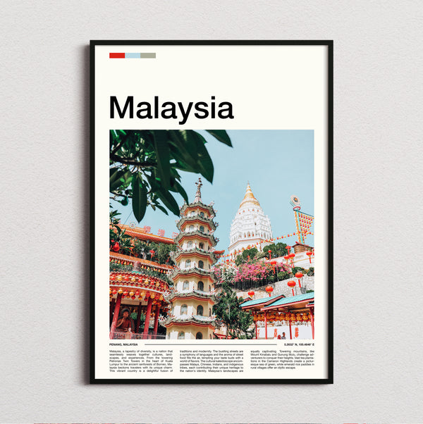 Malaysia - Temple And Pagoda - Travel Print