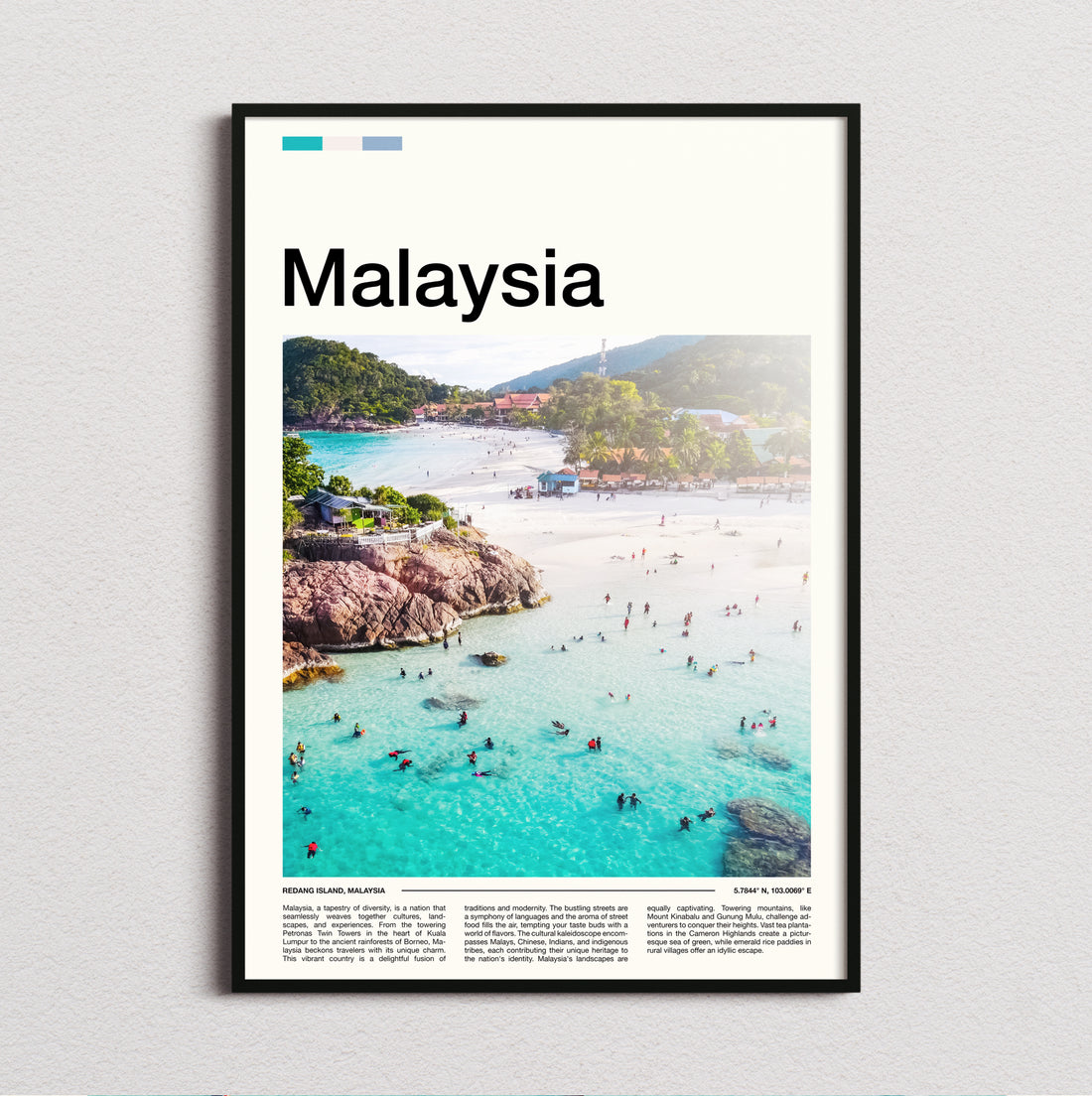 Malaysia - Swimmers In Turquoise Water - Travel Print